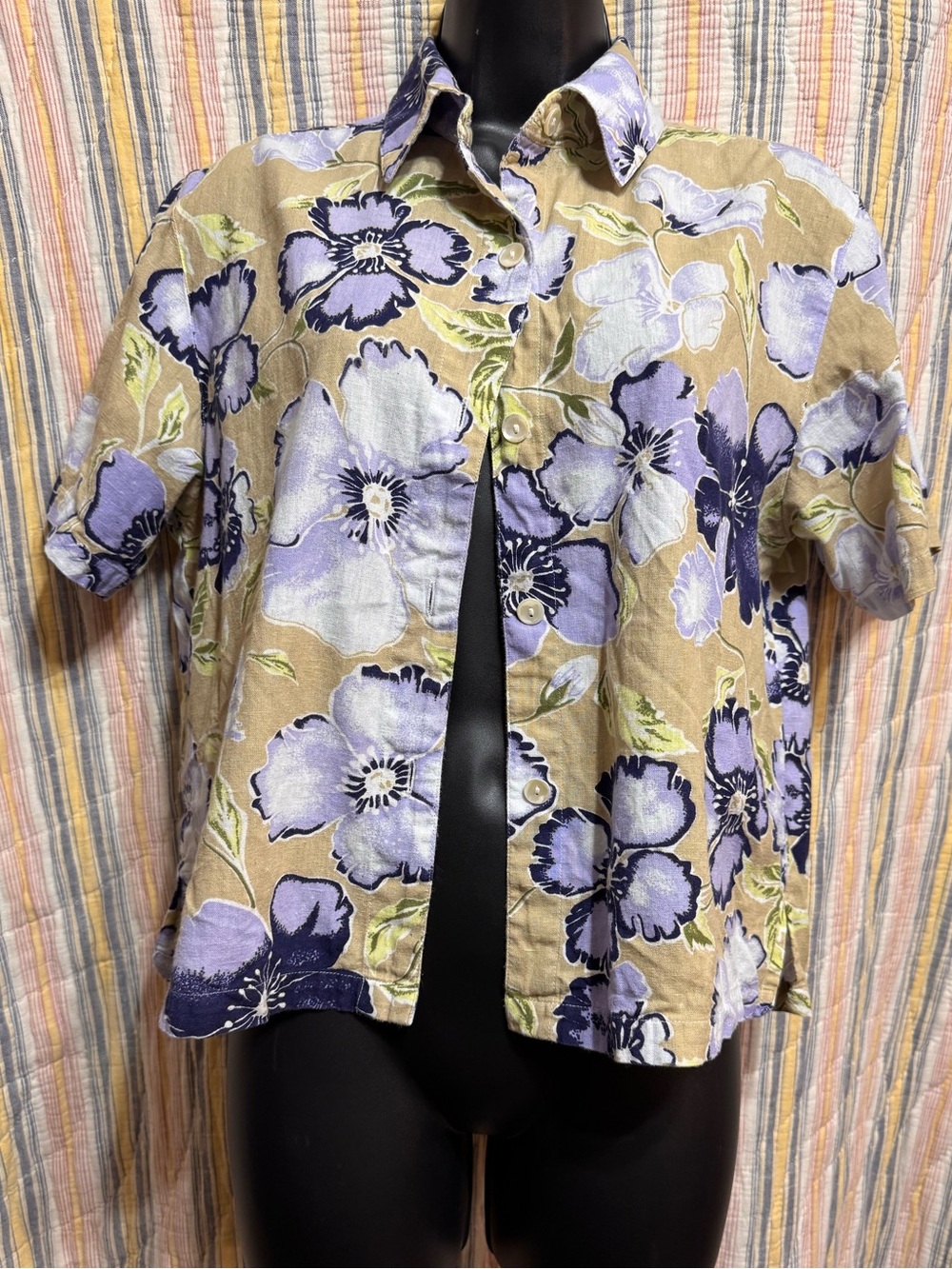 Passport Lavender and Tan Floral Button-Up